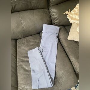 PINK Victoria's Secret Light Blue Ribbed Kids Fold-Over Waist Leggings